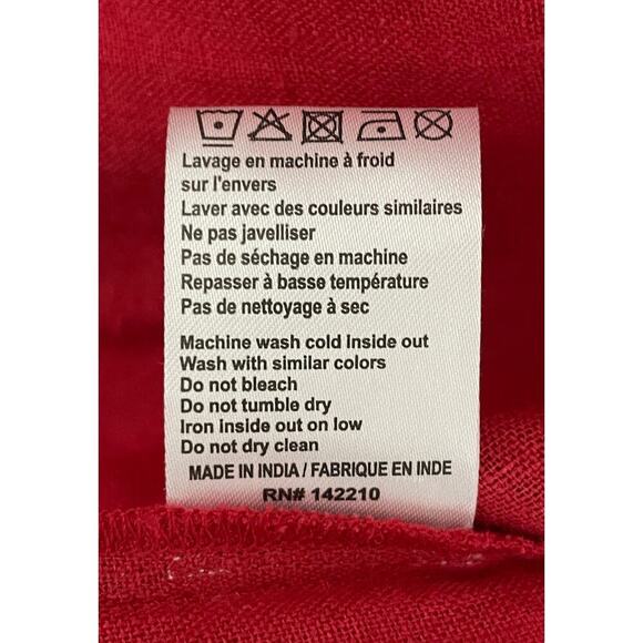 MerSea Voyageur 100% Linen Dress XL Red Embroidered Puff Sleeve Mini Beachy - Picture 11 of 12